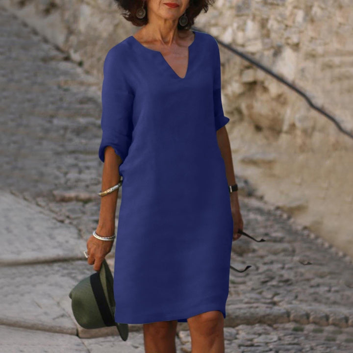Cassie | Notch Neck Half-Sleeve Shift Dress