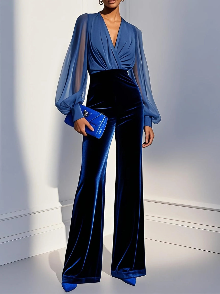Zaira | Velvet Crossover Jumpsuit