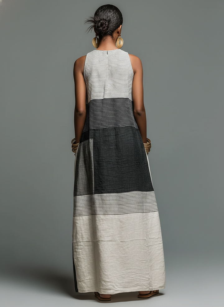 Nadia | Colour Block Stripe Sleeveless Maxi Dress
