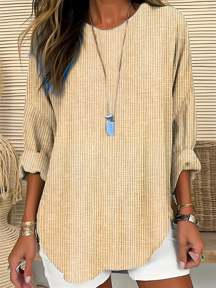 Rhea Trendy Striped Blouse - Khaki