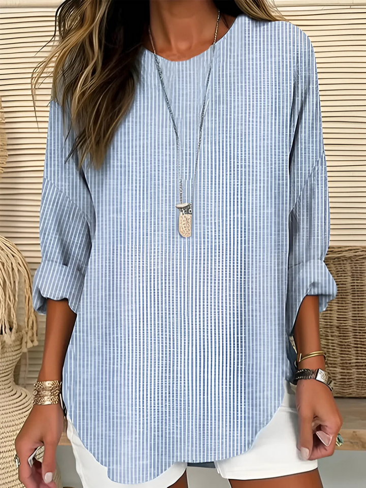 Rhea Trendy Striped Blouse - Blue