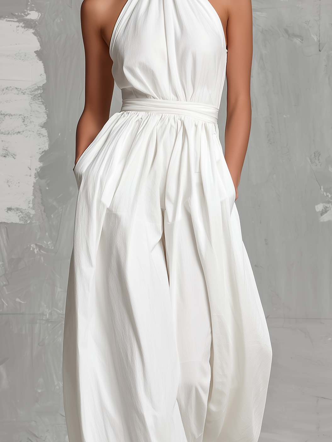 Joséphine - Sleeveless White Crochet Jumpsuit