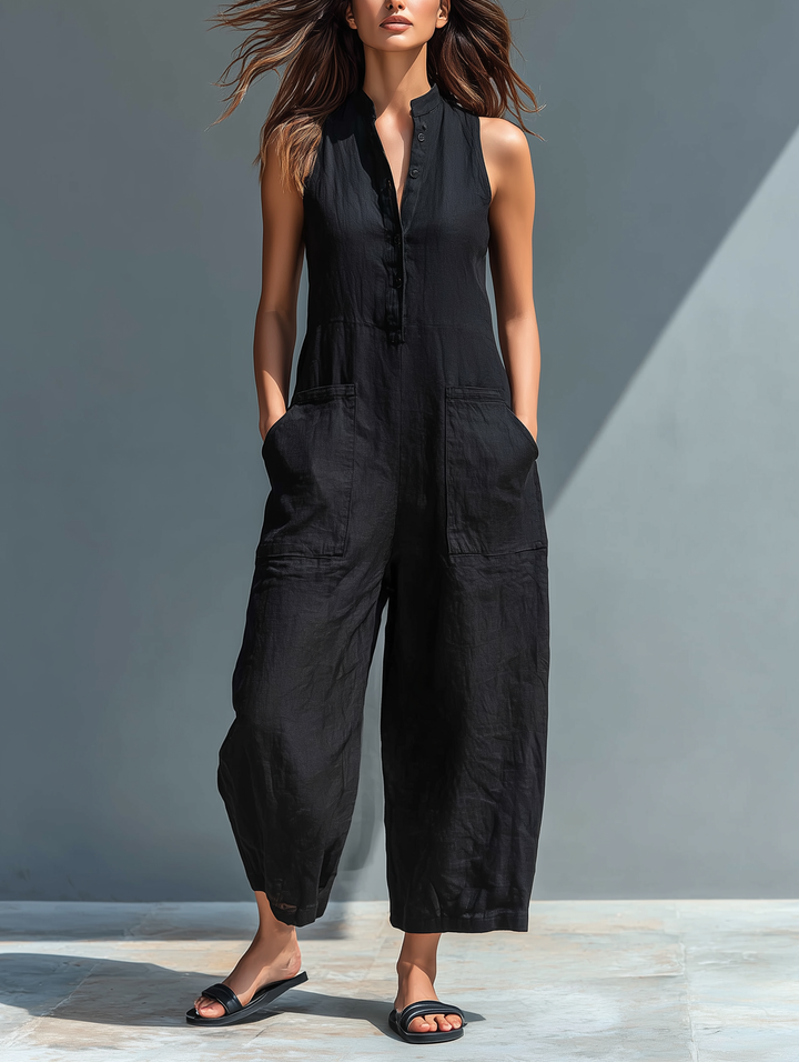 Jade - Sleeveless Linen Jumpsuit