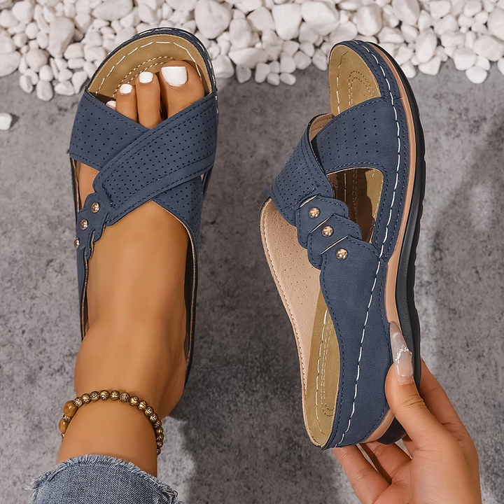 Verity Orthopaedic Wedge Sandal - Blue