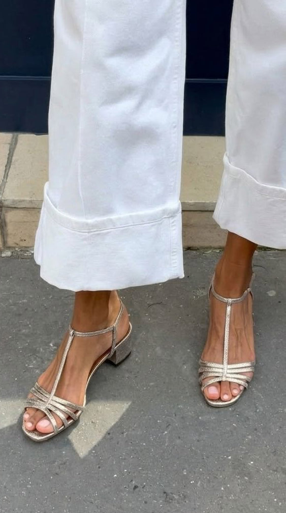 Elisetta | Thin Strap Low Heel Sandals