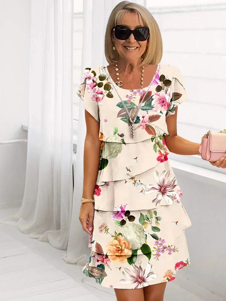 Mia | Chic Ruffled Floral Pleated Dress