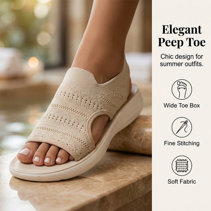 Faye | Breathable Knit Slingback Platform Sandals