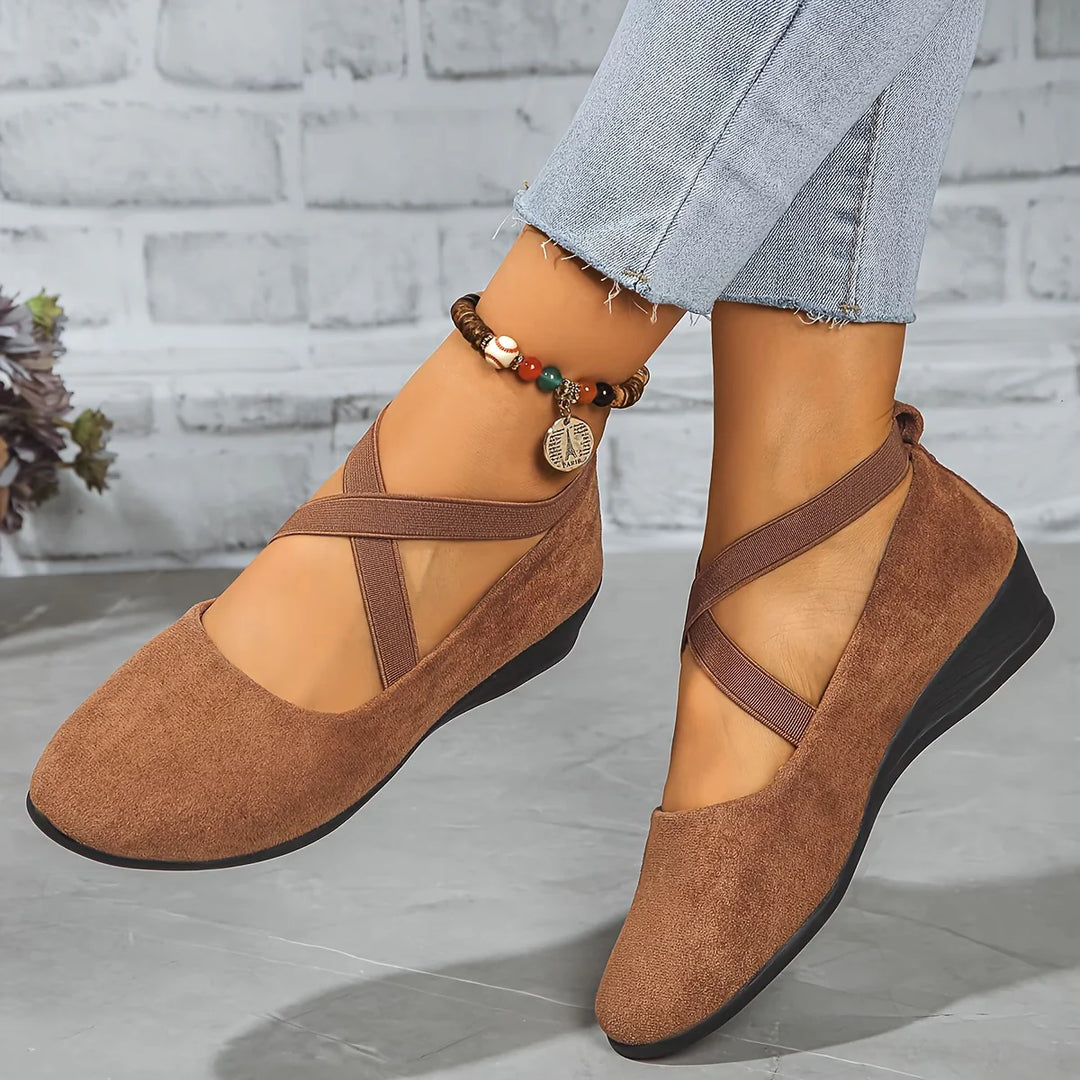 Delphine Comfort Wedge Ballet Flats - Brown