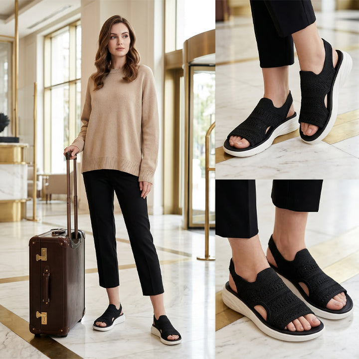 Faye | Breathable Knit Slingback Platform Sandals