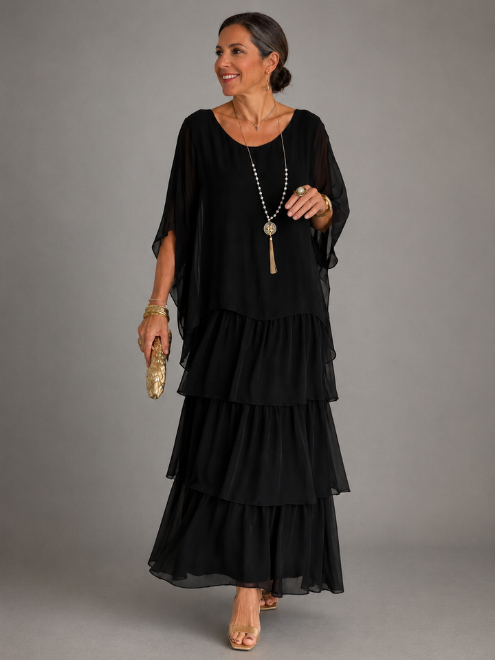 Genevieve Elegant Flowing Maxi Dress - Dark Green