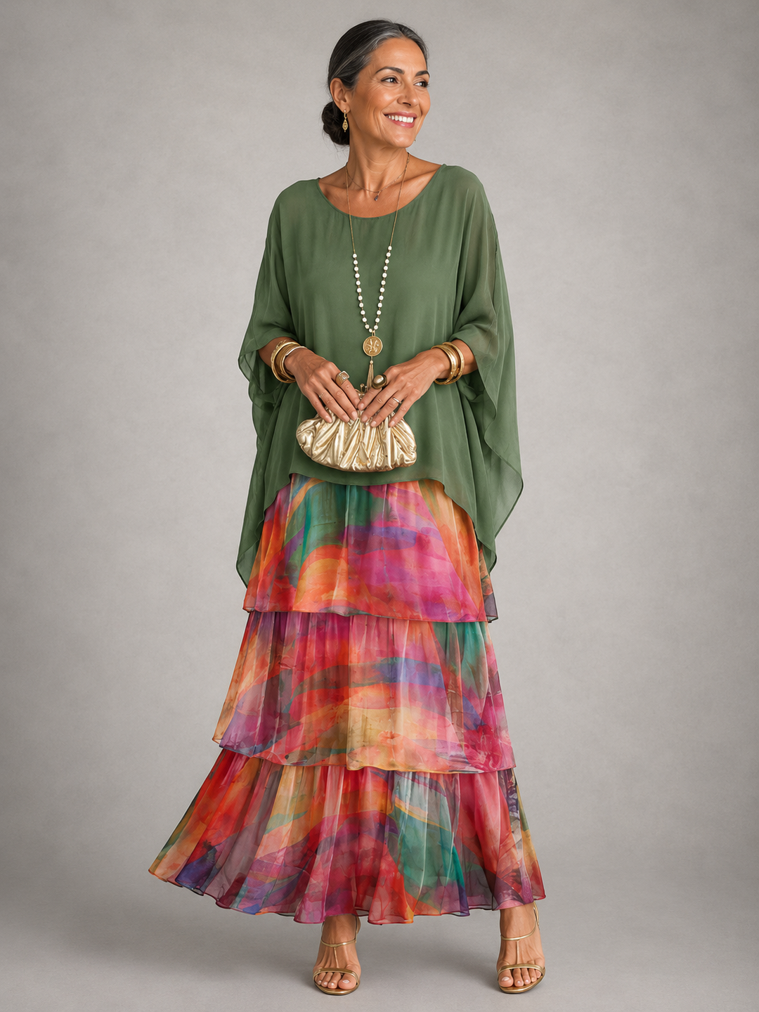 Genevieve Elegant Flowing Maxi Dress detail 2