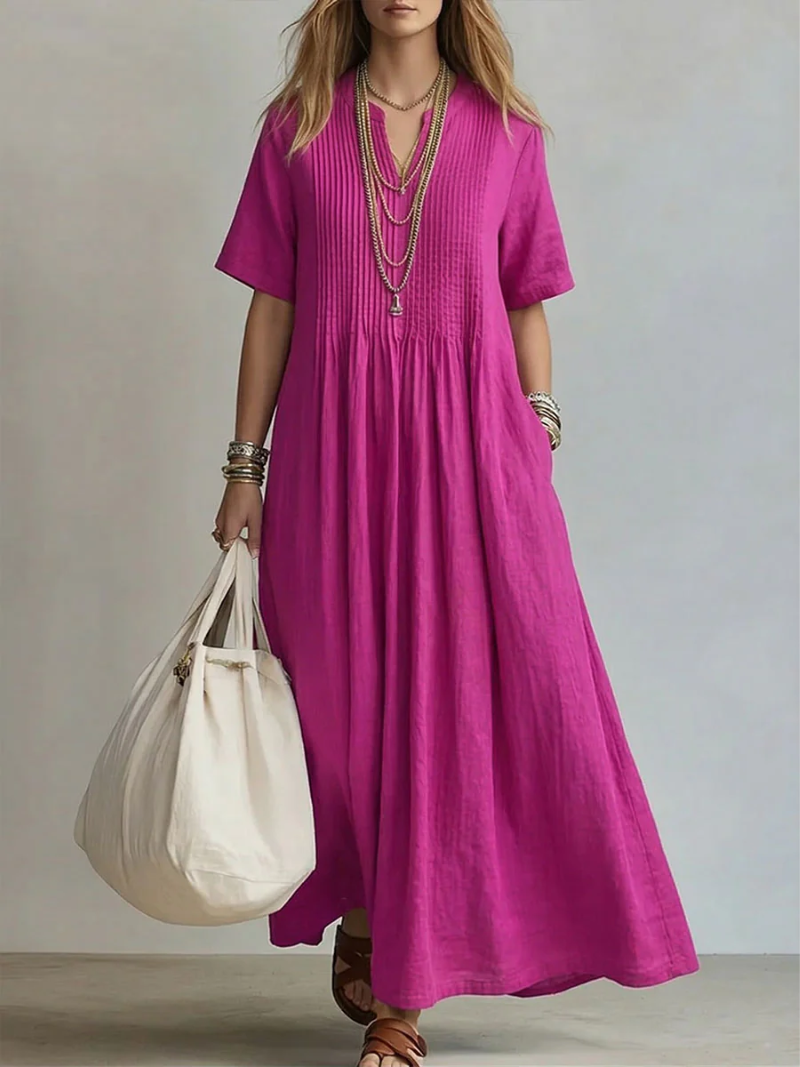 Lavinia | Pintuck linen maxi dress