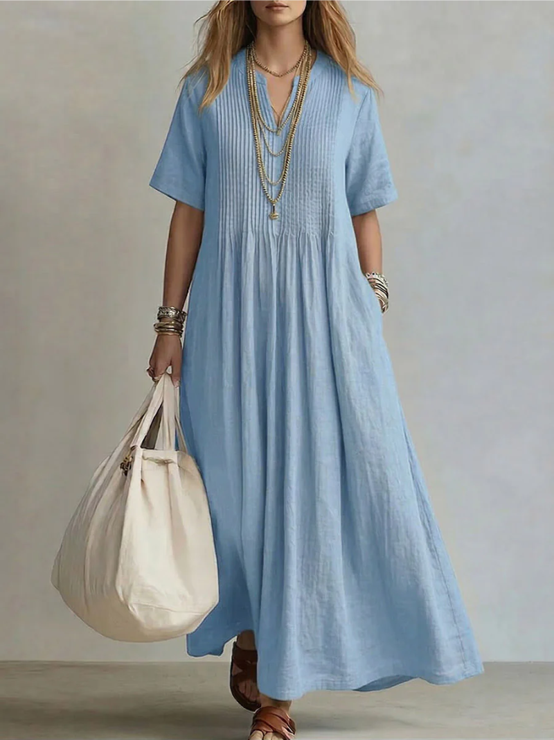 Lavinia | Pintuck linen maxi dress