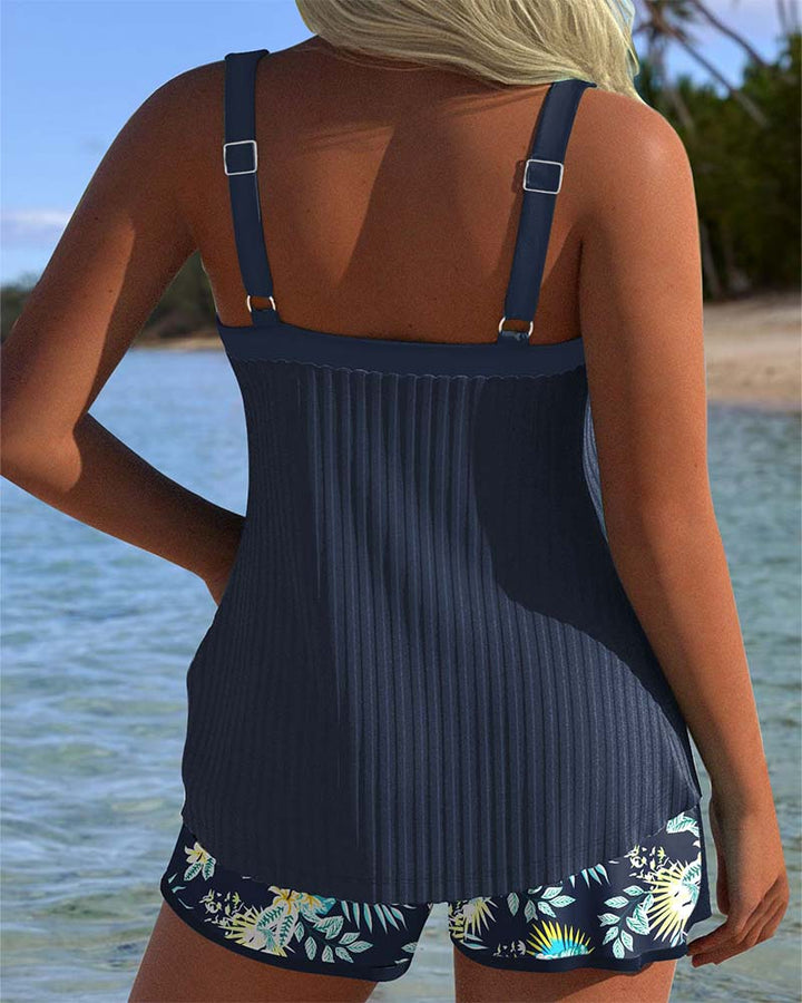 Carla - Striped Swimsuit with Beach Shorts