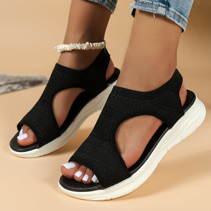 Cora | Knit Cut-Out Slip-On Wedge Sandals