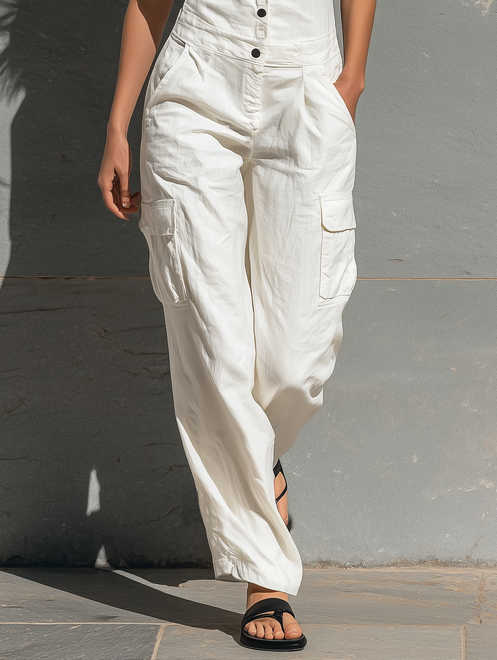 Pauline - Sleeveless Cotton Blend Jumpsuit