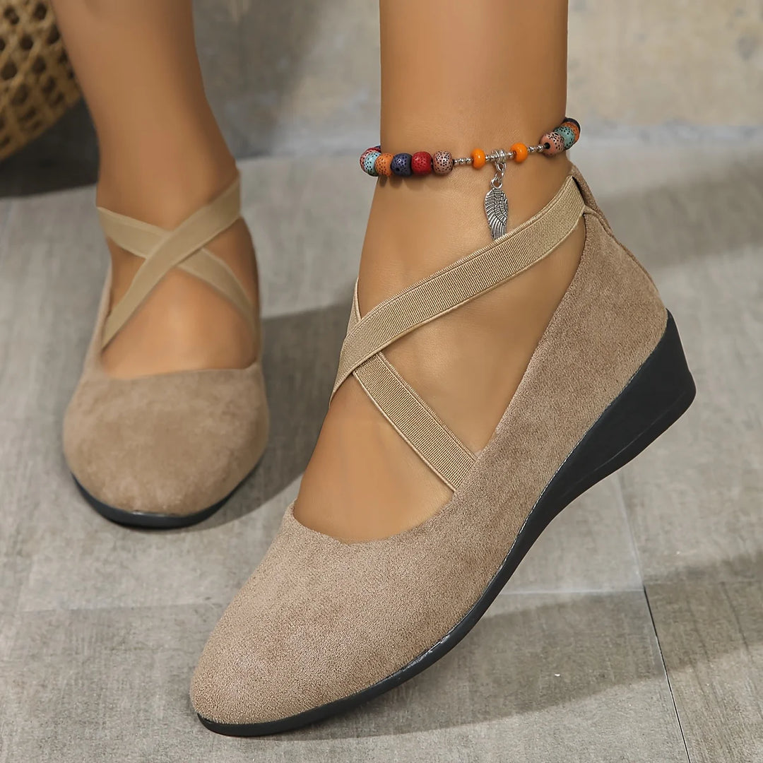 Delphine Comfort Wedge Ballet Flats - Apricot