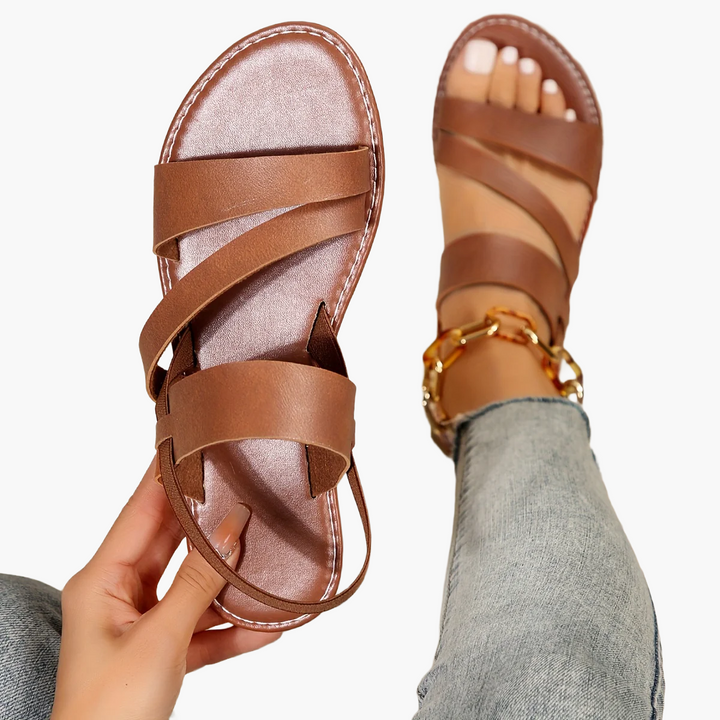 Sienna | Cross-Strap Slip-On Flat Sandals