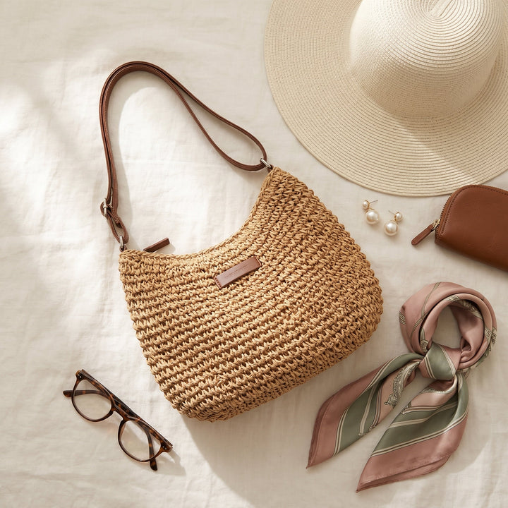 Isla Woven Shoulder Bag - Khaki