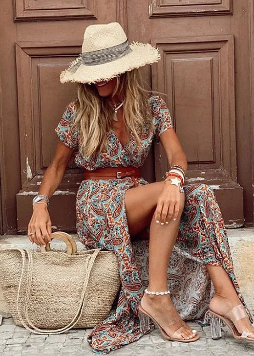Joselin – Long Bohemian Dress with Belt