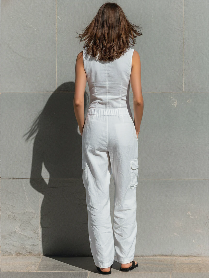 Pauline - Sleeveless Cotton Blend Jumpsuit