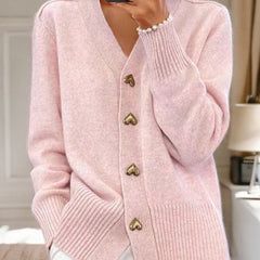 Michaela V-Neck Button-Front Cardigan - Pink
