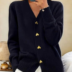 Michaela V-Neck Button-Front Cardigan - Black
