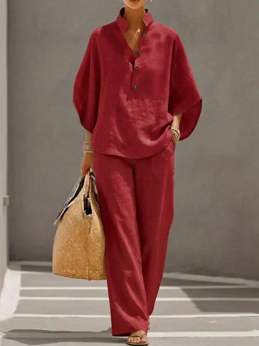 Maribel | Set with Batwing Sleeves and Wide Trousers