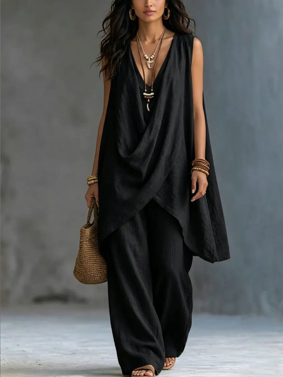 Ginevra | Draped Suit with Wide Trousers