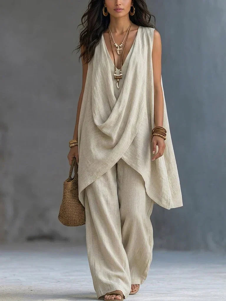 Ginevra | Draped Suit with Wide Trousers