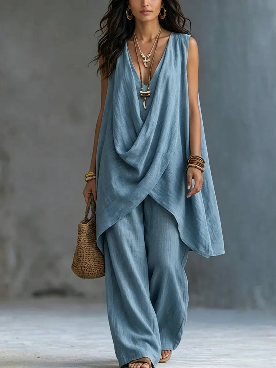 Ginevra | Draped Suit with Wide Trousers
