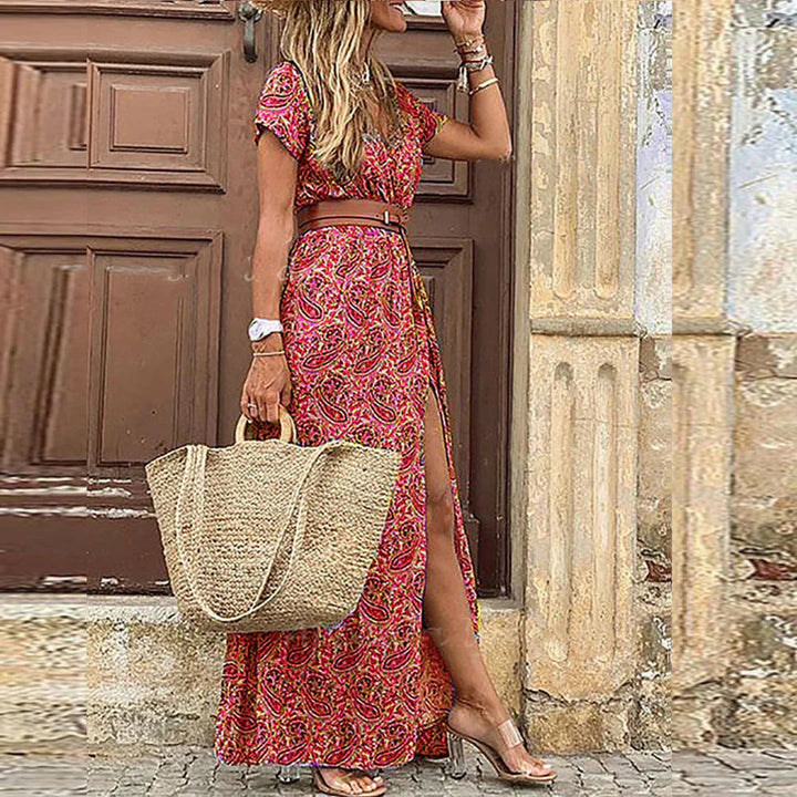 Joselin – Long Bohemian Dress with Belt