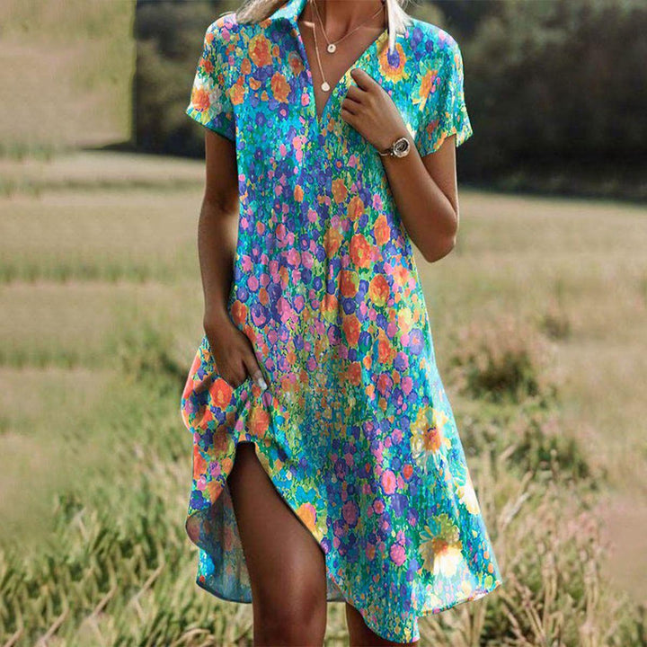 Ella | Wildflower Print V-Neck Midi Dress