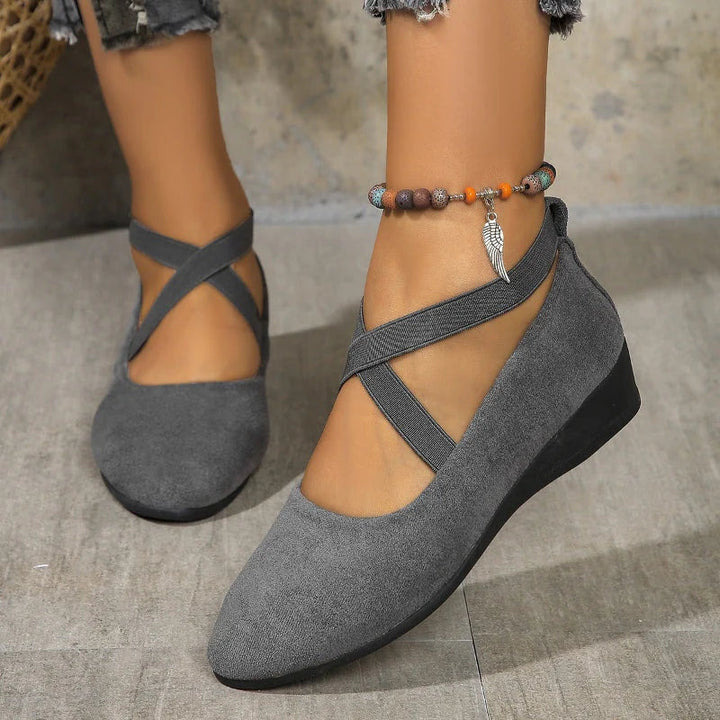 Delphine Comfort Wedge Ballet Flats - Gray