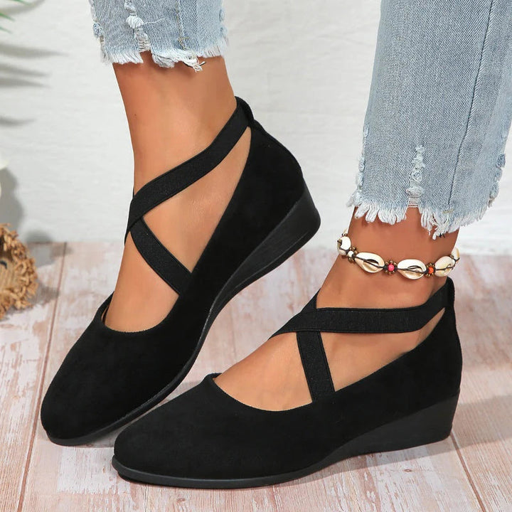 Delphine Comfort Wedge Ballet Flats - Black