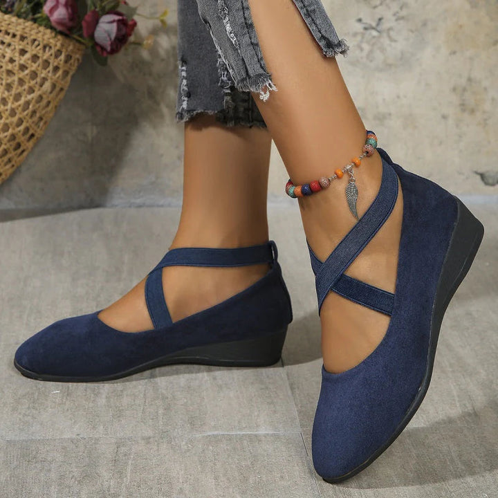 Delphine Comfort Wedge Ballet Flats - Blue