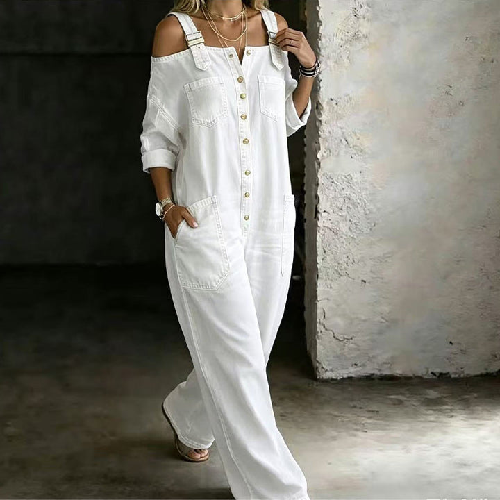 Darcy | Cold-Shoulder Denim Jumpsuit