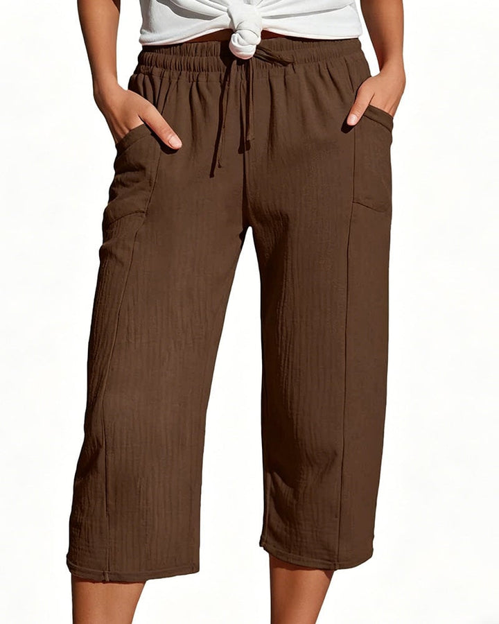 Pippa | Drawstring Waist Wide-Leg Cropped Trousers