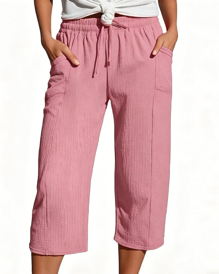 Pippa | Drawstring Waist Wide-Leg Cropped Trousers