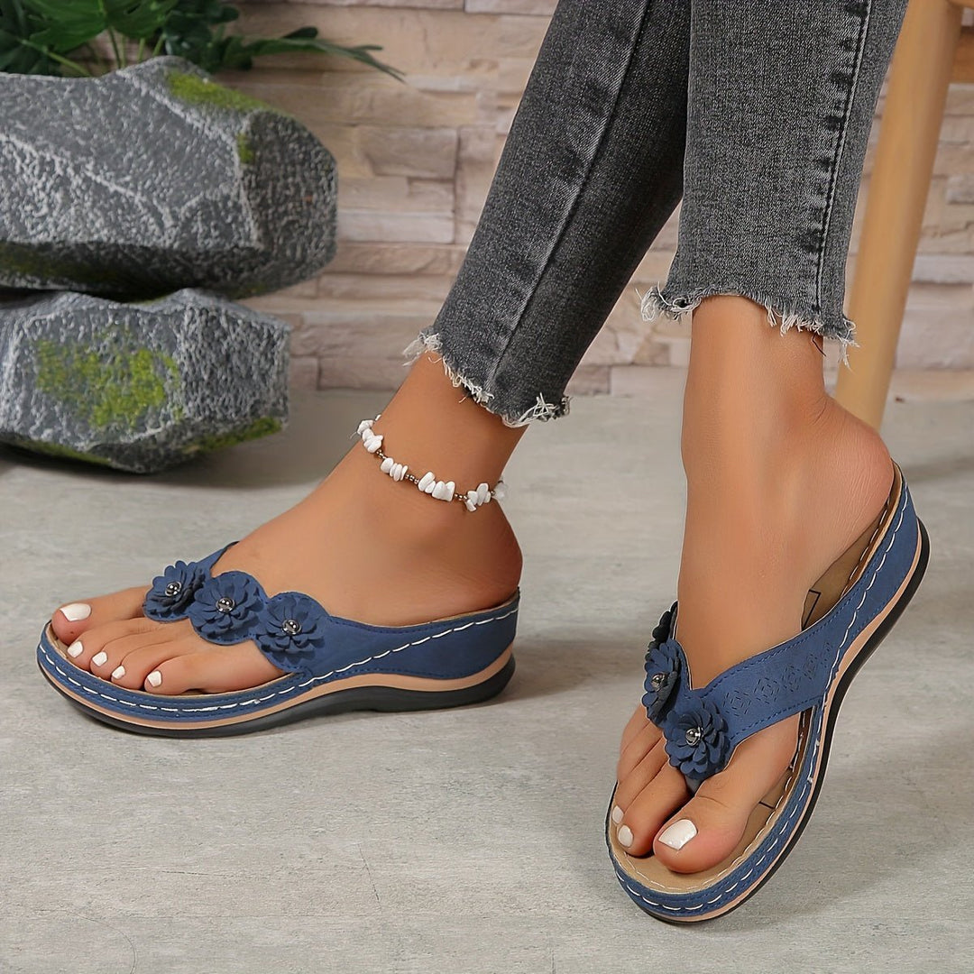 Rosa | Floral Wedge Flip-Flop Sandals