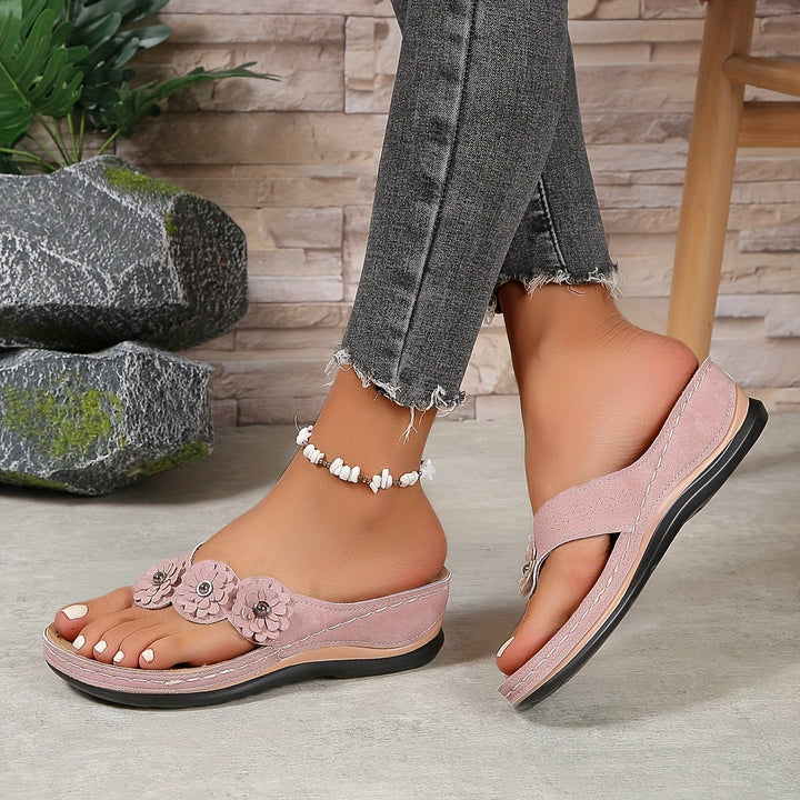 Rosa | Floral Wedge Flip-Flop Sandals